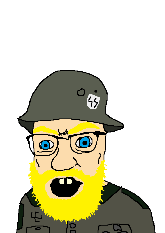 Soybooru Post 36749 Angry Beard Blueeyes Buckteeth Clothes Glasses Helmet Military Nazism 4931